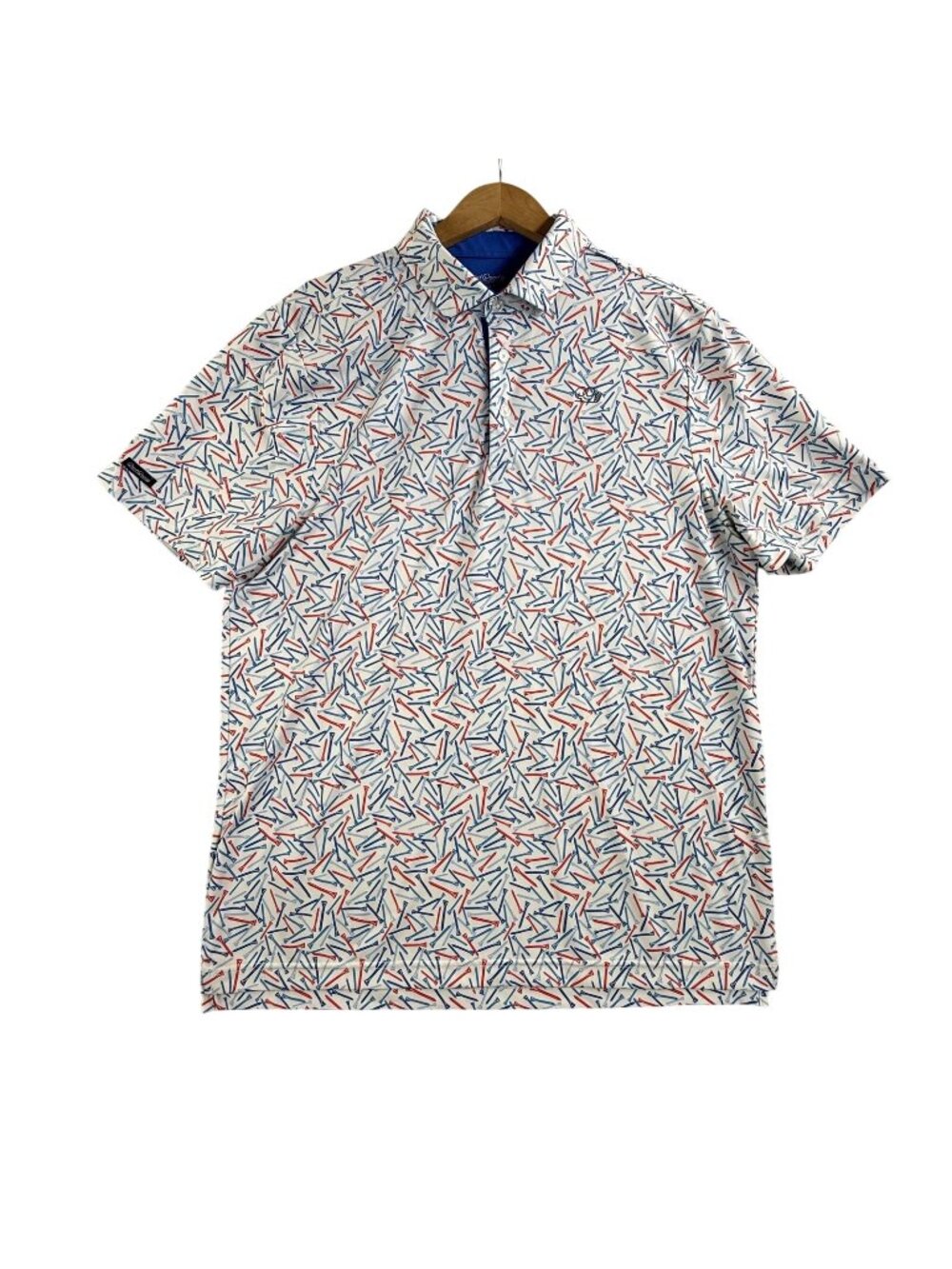 Good Good Polo Shirt Mens Large White Golf Tee Print Performance AOP Stretch